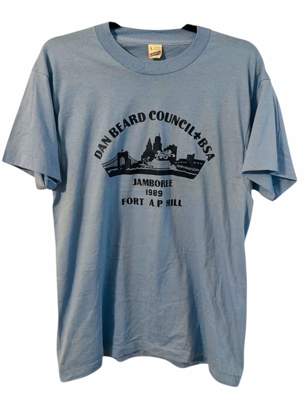 Vintage 1989 BSA Dan Beard Council Jamboree T‎ Shirt Screen Stars USA Large